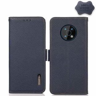 For Nokia G50 KHAZNEH Side-Magnetic Litchi Genuine Leather RFID Phone Case(Blue)