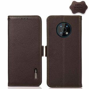 For Nokia G50 KHAZNEH Side-Magnetic Litchi Genuine Leather RFID Phone Case(Brown)