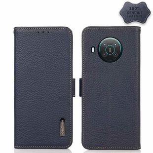 For Nokia X10 / X20 KHAZNEH Side-Magnetic Litchi Genuine Leather RFID Phone Case(Blue)