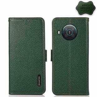 For Nokia X10 / X20 KHAZNEH Side-Magnetic Litchi Genuine Leather RFID Phone Case(Green)