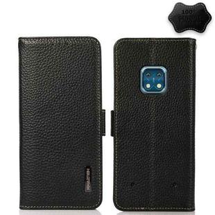 For Nokia XR20 KHAZNEH Side-Magnetic Litchi Genuine Leather RFID Phone Case(Black)