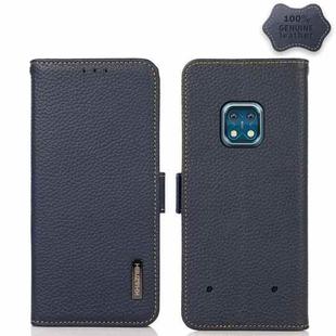 For Nokia XR20 KHAZNEH Side-Magnetic Litchi Genuine Leather RFID Phone Case(Blue)