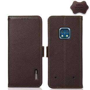 For Nokia XR20 KHAZNEH Side-Magnetic Litchi Genuine Leather RFID Phone Case(Brown)