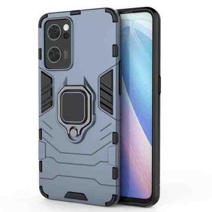 For OPPO Reno7 5G Shockproof PC + TPU Holder Phone Case(Navy Blue)