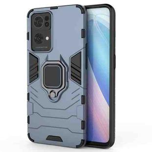 For OPPO Reno7 Pro 5G Shockproof PC + TPU Holder Phone Case(Navy Blue)