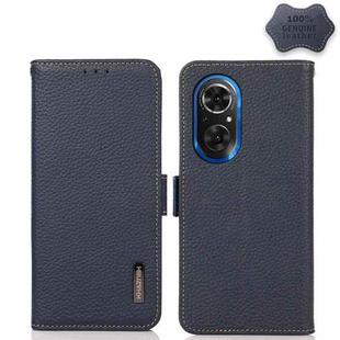 For Honor 50 SE KHAZNEH Side-Magnetic Litchi Genuine Leather RFID Phone Case(Blue)