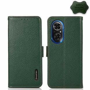 For Honor 50 SE KHAZNEH Side-Magnetic Litchi Genuine Leather RFID Phone Case(Green)