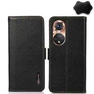 For Honor 50 KHAZNEH Side-Magnetic Litchi Genuine Leather RFID Phone Case(Black)