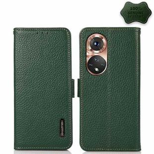 For Honor 50 KHAZNEH Side-Magnetic Litchi Genuine Leather RFID Phone Case(Green)