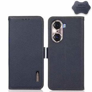 For Honor 60 Pro KHAZNEH Side-Magnetic Litchi Genuine Leather RFID Phone Case(Blue)