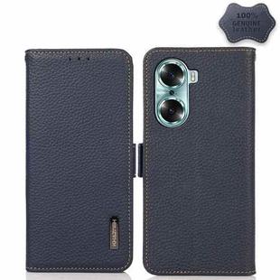 For Honor 60 KHAZNEH Side-Magnetic Litchi Genuine Leather RFID Phone Case(Blue)