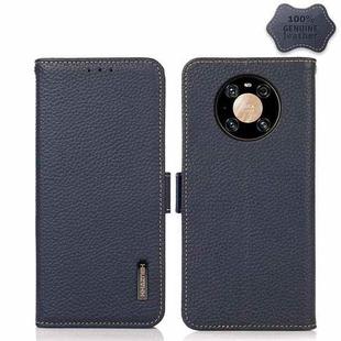 For Huawei Mate 40 Pro KHAZNEH Side-Magnetic Litchi Genuine Leather RFID Phone Case(Blue)