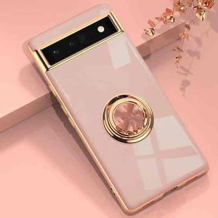 For Google Pixel 6a 6D Electroplating Silicone Holder Phone Case(Pink)