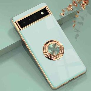 For Google Pixel 6a 6D Electroplating Silicone Holder Phone Case(Light Cyan)