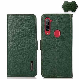 For ZTE Libero 5G KHAZNEH Side-Magnetic Litchi Genuine Leather RFID Phone Case(Green)