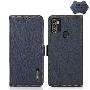 For ZTE Blade A7s 2020 KHAZNEH Side-Magnetic Litchi Genuine Leather RFID Phone Case(Blue)