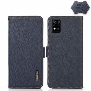 For ZTE Blade A31 KHAZNEH Side-Magnetic Litchi Genuine Leather RFID Phone Case(Blue)
