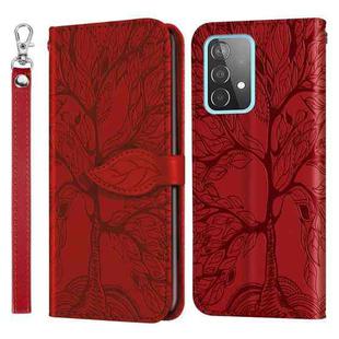 For Samsung Galaxy A33 5G Life of Tree Embossing Leather Phone Case(Red)