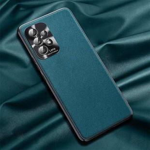 For Samsung Galaxy A32 5G Plain Skin Leather Phone Case(Cyan)