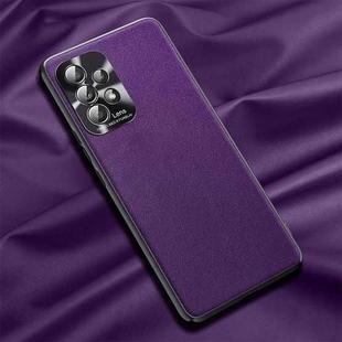 For Samsung Galaxy A32 5G Plain Skin Leather Phone Case(Purple)