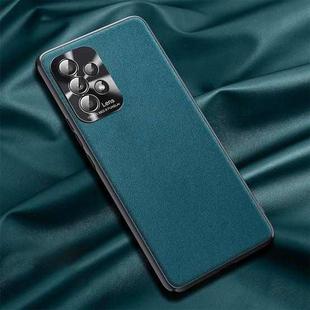For Samsung Galaxy A52 5G / 4G Plain Skin Leather Phone Case(Cyan)