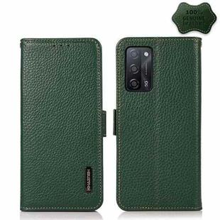 For OPPO A55 5G KHAZNEH Side-Magnetic Litchi Genuine Leather RFID Case(Green)