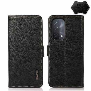 For OPPO A93 5G KHAZNEH Side-Magnetic Litchi Genuine Leather RFID Case(Black)