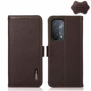 For OPPO A93 5G KHAZNEH Side-Magnetic Litchi Genuine Leather RFID Case(Brown)
