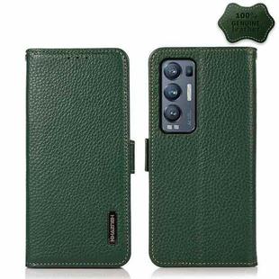 For OPPO Find X3 Neo / Reno5 Pro+ 5G KHAZNEH Side-Magnetic Litchi Genuine Leather RFID Case(Green)
