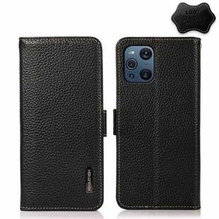 For OPPO Find X3  / X3 Pro KHAZNEH Side-Magnetic Litchi Genuine Leather RFID Case(Black)
