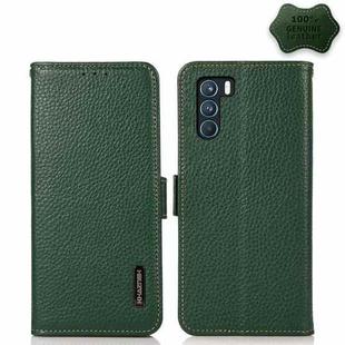 For OPPO K9 Pro KHAZNEH Side-Magnetic Litchi Genuine Leather RFID Case(Green)