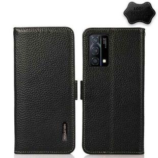 For OPPO K9 KHAZNEH Side-Magnetic Litchi Genuine Leather RFID Case(Black)