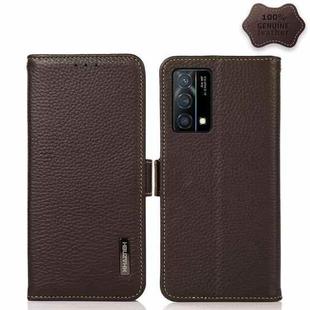 For OPPO K9 KHAZNEH Side-Magnetic Litchi Genuine Leather RFID Case(Brown)