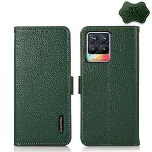 For OPPO Realme 8 / 8 Pro KHAZNEH Side-Magnetic Litchi Genuine Leather RFID Case(Green)