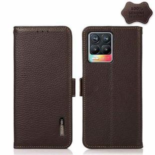 For OPPO Realme 8 / 8 Pro KHAZNEH Side-Magnetic Litchi Genuine Leather RFID Case(Brown)