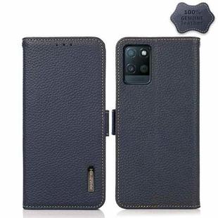 For OPPO Realme V11 5G KHAZNEH Side-Magnetic Litchi Genuine Leather RFID Case(Blue)