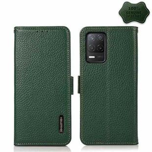 For OPPO Realme V13 5G KHAZNEH Side-Magnetic Litchi Genuine Leather RFID Case(Green)