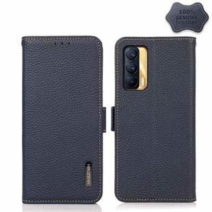 For OPPO Realme V15 5G KHAZNEH Side-Magnetic Litchi Genuine Leather RFID Case(Blue)