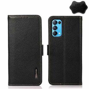 For OPPO Reno5 5G / Find X3 Lite KHAZNEH Side-Magnetic Litchi Genuine Leather RFID Case(Black)