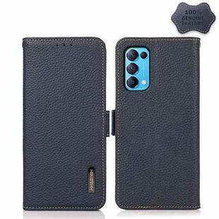 For OPPO Reno5 5G / Find X3 Lite KHAZNEH Side-Magnetic Litchi Genuine Leather RFID Case(Blue)