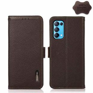 For OPPO Reno5 5G / Find X3 Lite KHAZNEH Side-Magnetic Litchi Genuine Leather RFID Case(Brown)