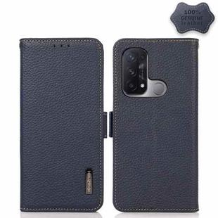 For OPPO Reno5 A JP Version KHAZNEH Side-Magnetic Litchi Genuine Leather RFID Case(Blue)