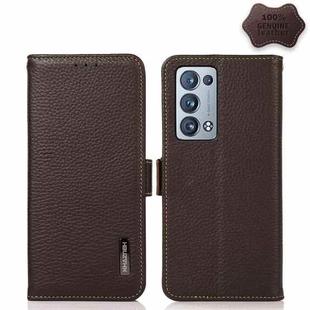 For OPPO Reno6 Pro+ 5G KHAZNEH Side-Magnetic Litchi Genuine Leather RFID Case(Brown)