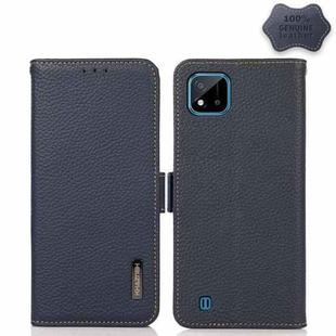 For OPPO Realme C20 KHAZNEH Side-Magnetic Litchi Genuine Leather RFID Case(Blue)