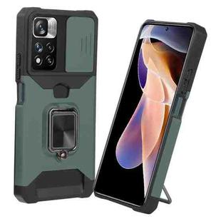 For Xiaomi Redmi Note 11 Pro 5G / 4G International Version Sliding Camera Cover Design PC + TPU Shockproof Phone Case(Dark Green)