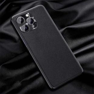 For iPhone 13 Pro Plain Skin Leather Case (Black)