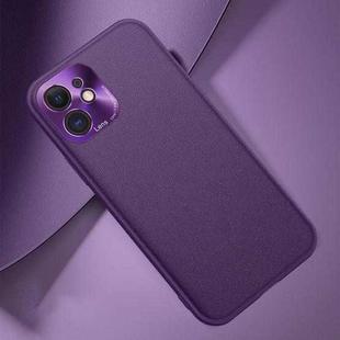 For iPhone 12 mini Plain Skin Leather Case (Purple)