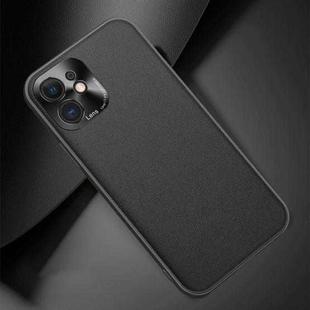 For iPhone 12 Plain Skin Leather Case(Black)