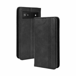 For Google Pixel 6a Magnetic Buckle Retro Texture Leather Case(Black)