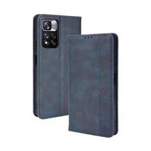 For Xiaomi Redmi Note 11 Pro / 11 Pro+ Magnetic Buckle Retro Texture Leather Case(Blue)